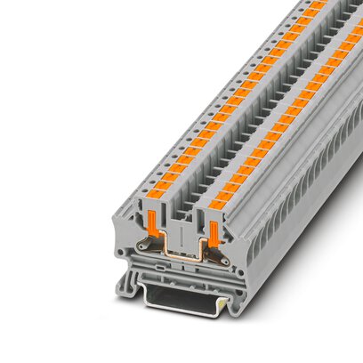 Phoenix Contact Feed-Through Terminal Block; PTV 4 ; 30A; 600V; 1-Level; #24 - #10; Push-In - Horizontal Entry Connection; Gray